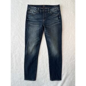 Silver Jeans Co Banning Cropped Womens Jeans Size 26/25 Whiskered Dark Wash